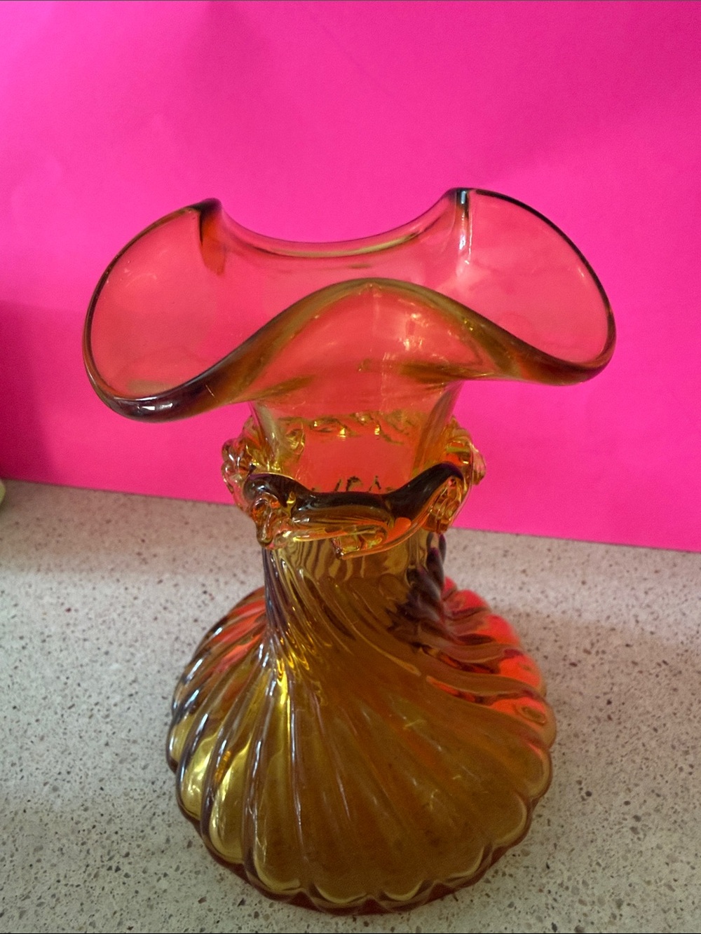 Vintage Marigold Imperial Glass Art Glass Ruffled Vase